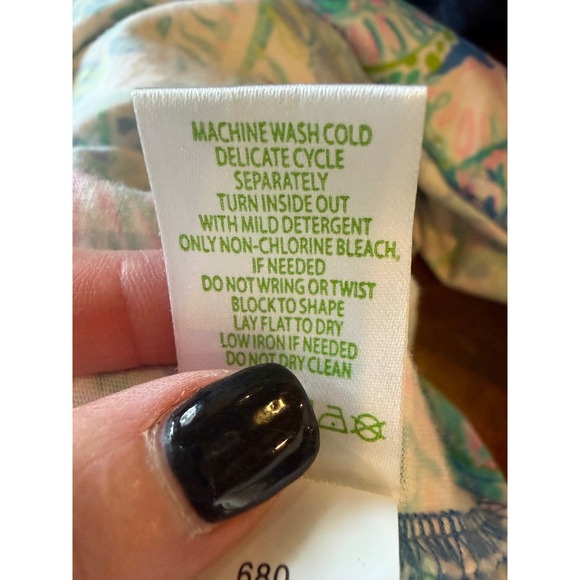 Lilly Pulitzer Dress Women XXL Blue Pink Floral Loro Swing Dream Team Mini Boho - Picture 12 of 12